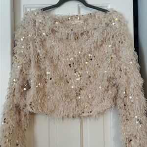 By Together Beige Sequin Sweater